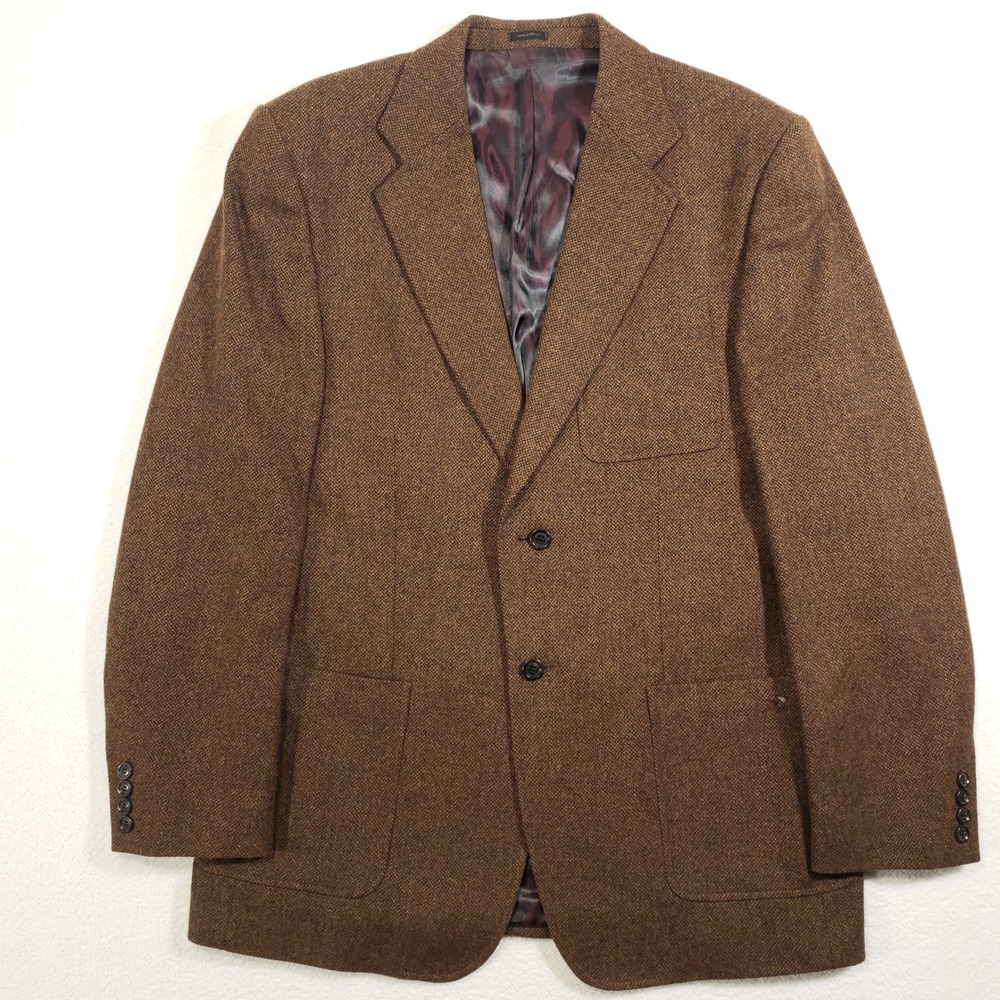 Express Blazer Mens 42R Brown 100% Wool Textured Two Button Sport Coat Jacket